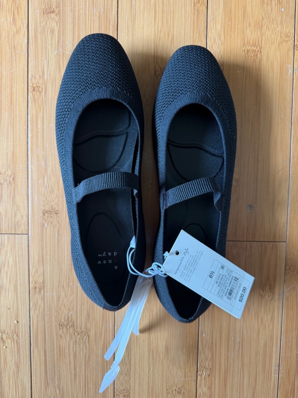 a new day Black Knit Mary Jane Flats with Strap